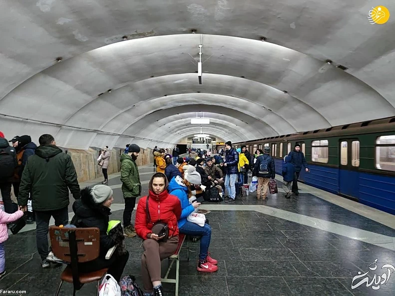 عمیق ترین ایستگاه مترو جهان میزبان پناهجویان کییف/ تصاویر